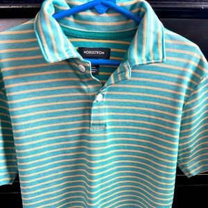Boys green and yellow striped polo from Nordstrom. Size 10-12.